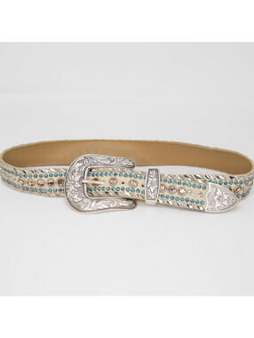 Women's Kippys Western Belt Turquoise Rhinestone Sz 32